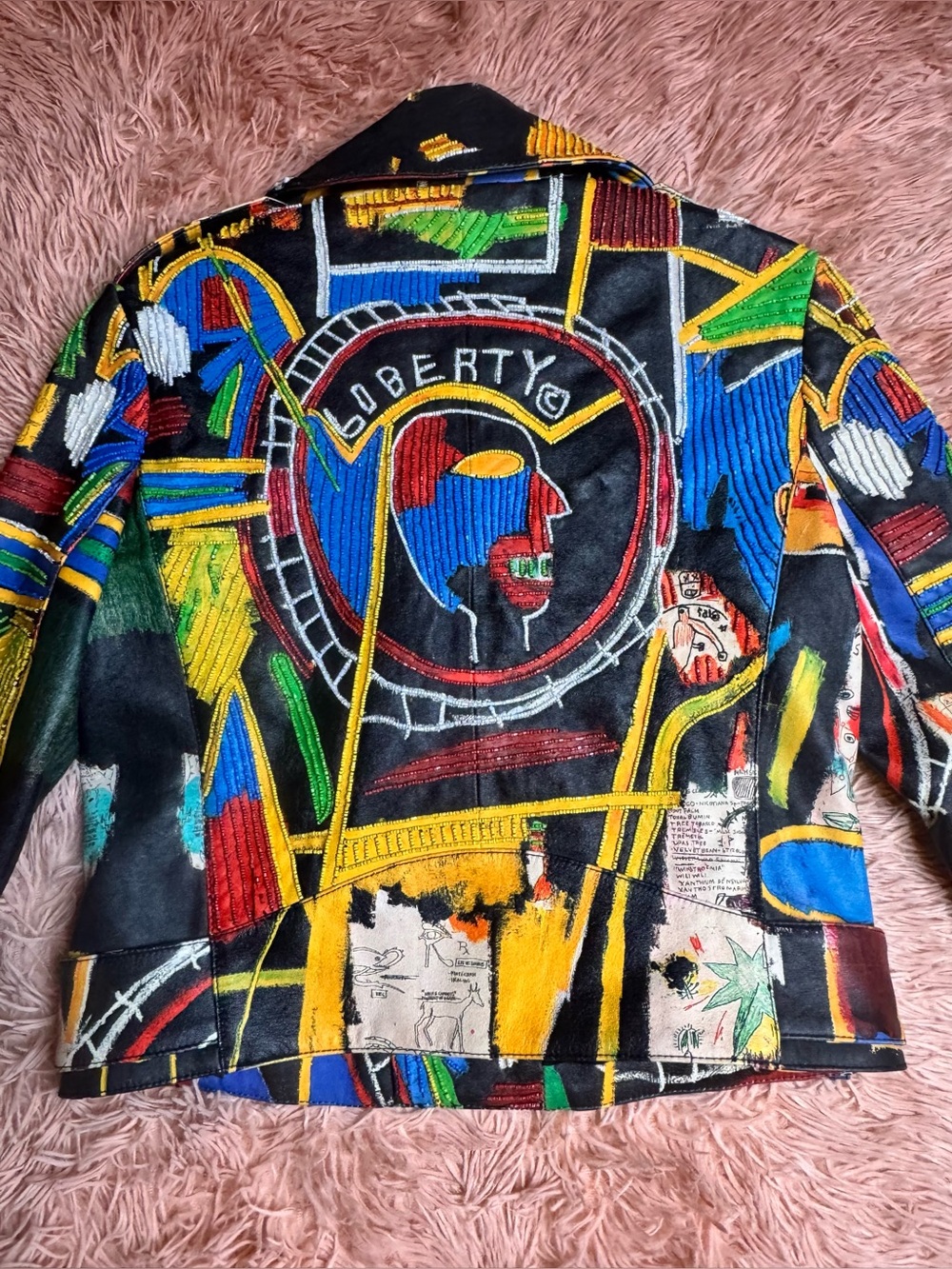 Alice + Olivia X Basquiat Cody Embellished Leather Jacket In Liberty. Size XS - Picture 9 of 17